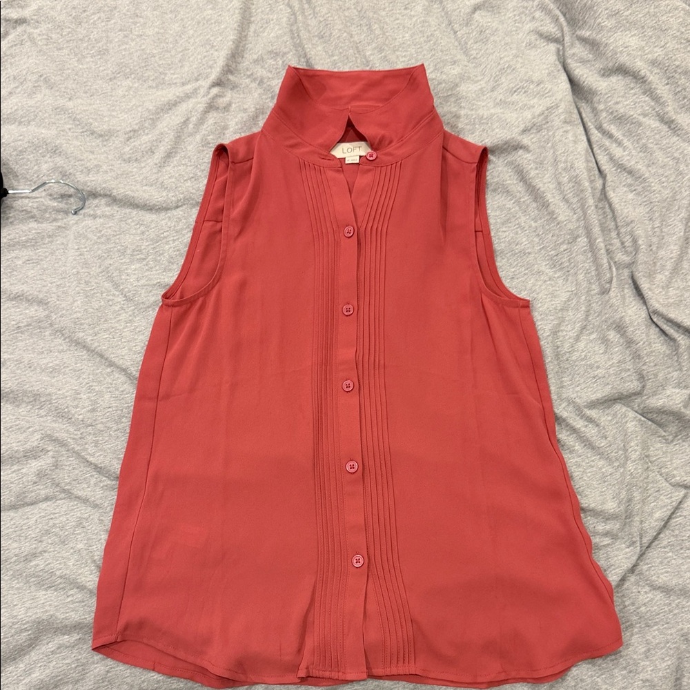 LOFT Women's Sleeveless Coral Blouse